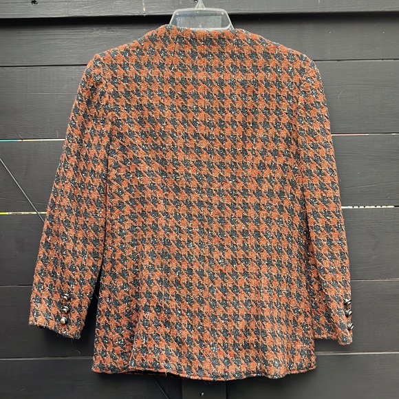 Vintage Handmade Silk Blend Houndstooth Jacket - Picture 7 of 9